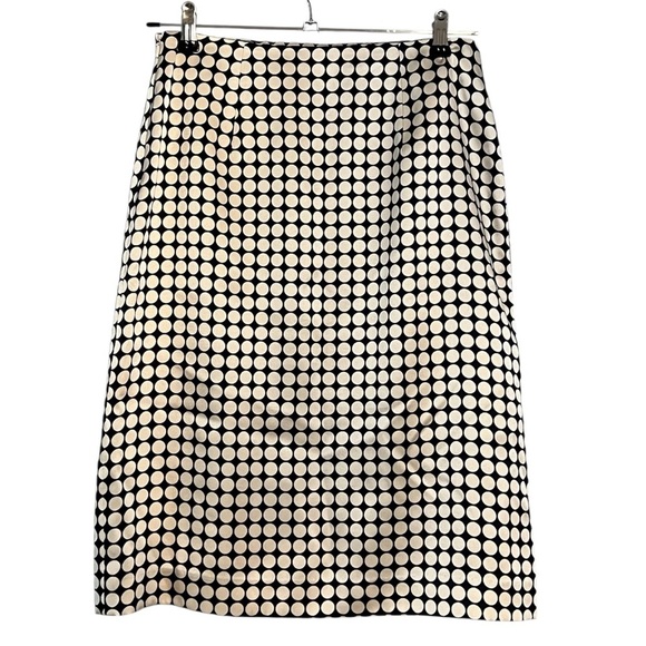 Banana Republic Size 2 Silk Black and Cream Polka Dot Women's Pencil Skirt - Picture 2 of 5